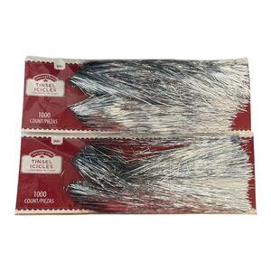 Holiday Time & Holiday Style Tinsel Icicles – 5 Packs of 1000 Strands Each Silve